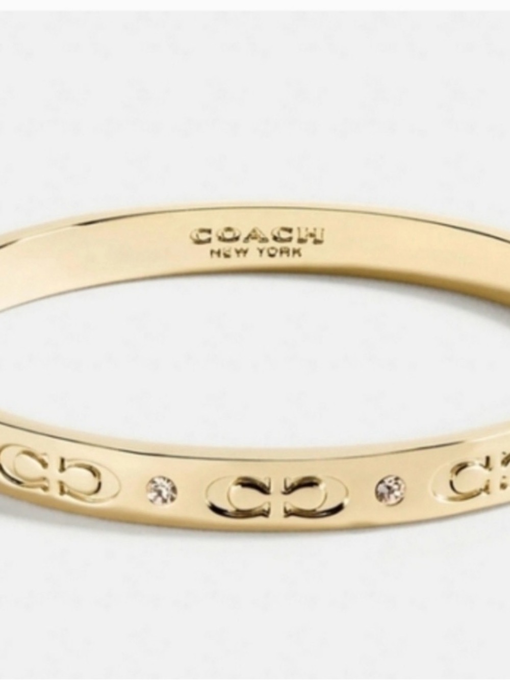 Coach Rose Gold Women's Hinged Bangle Bracelet with Crystal Accents EUC